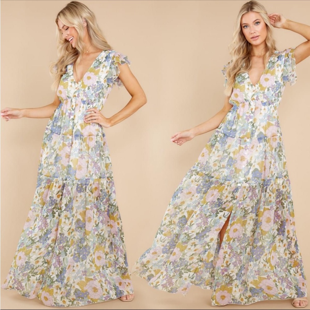 Red Dress Flowy Maxi Dress